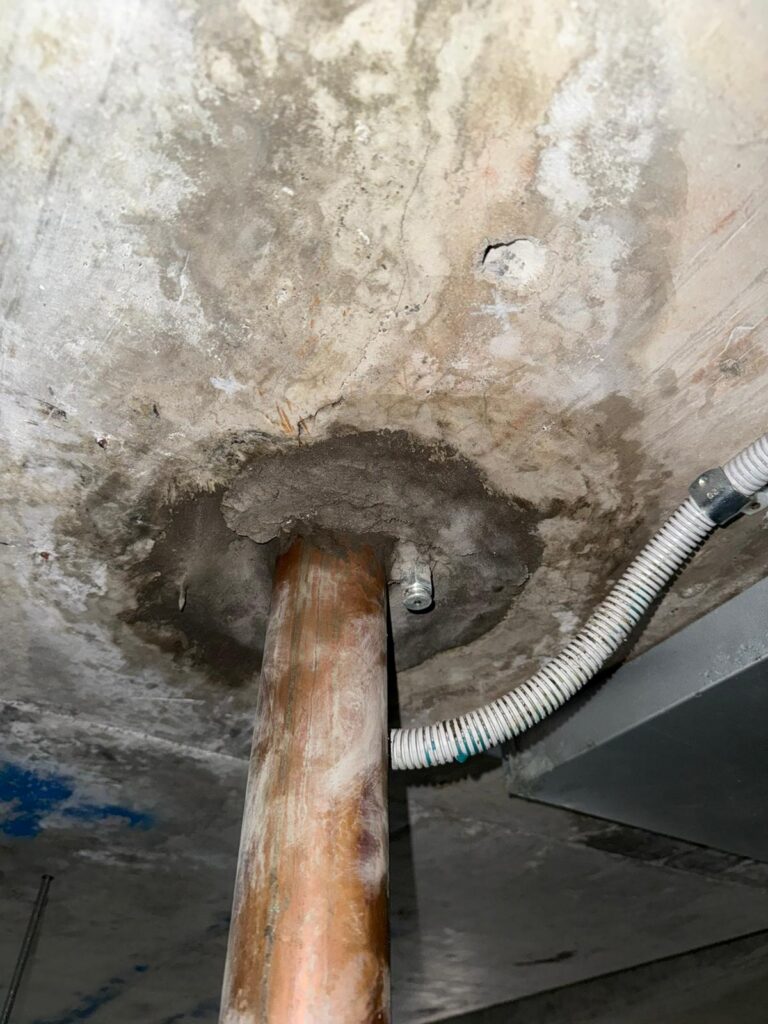 Concrete Water Leak Around Core Holes